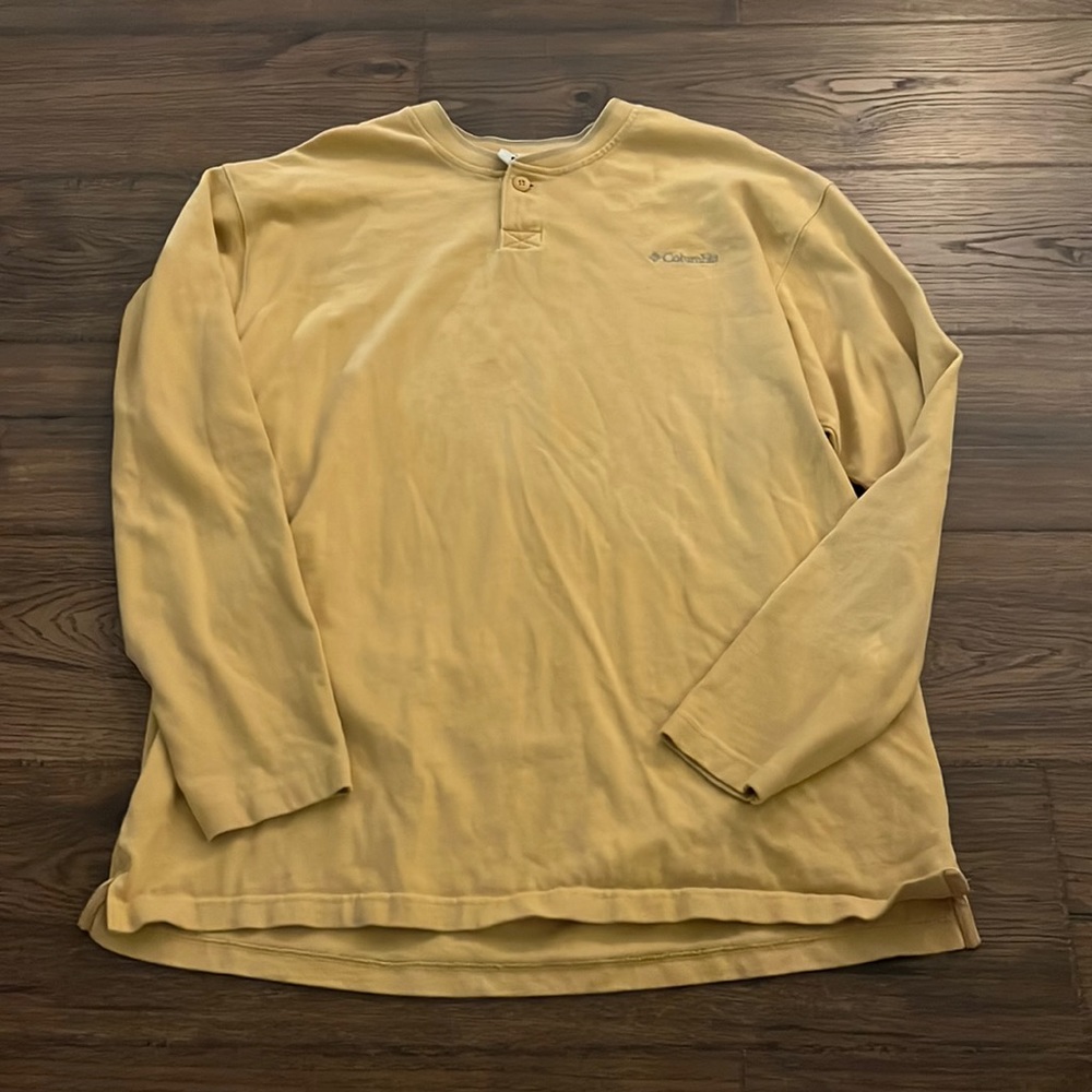 Mens Yellow Long Sleeve Columbia Top